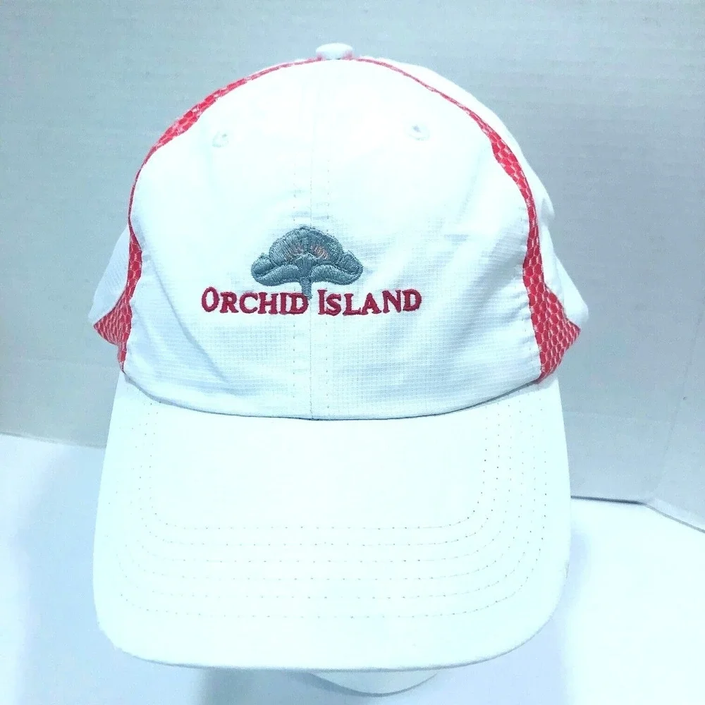 Orchid Island Womens Yellow Golf Hat Cap OS‎ Embroidered White Pelican Cup 2012